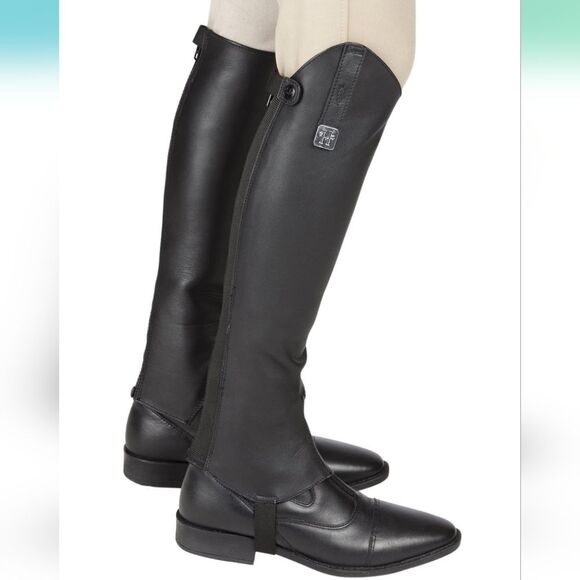 NWT Black Leather Half Chaps Unisex Size Small - Picture 5 of 16